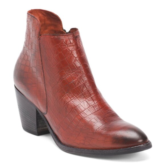 OROSCURO Made In Italy Leather Heeled Booties - Picture 1 of 3